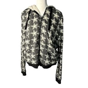 BOBEAU Star Zip Up Hooded Sweatshirt Size large.